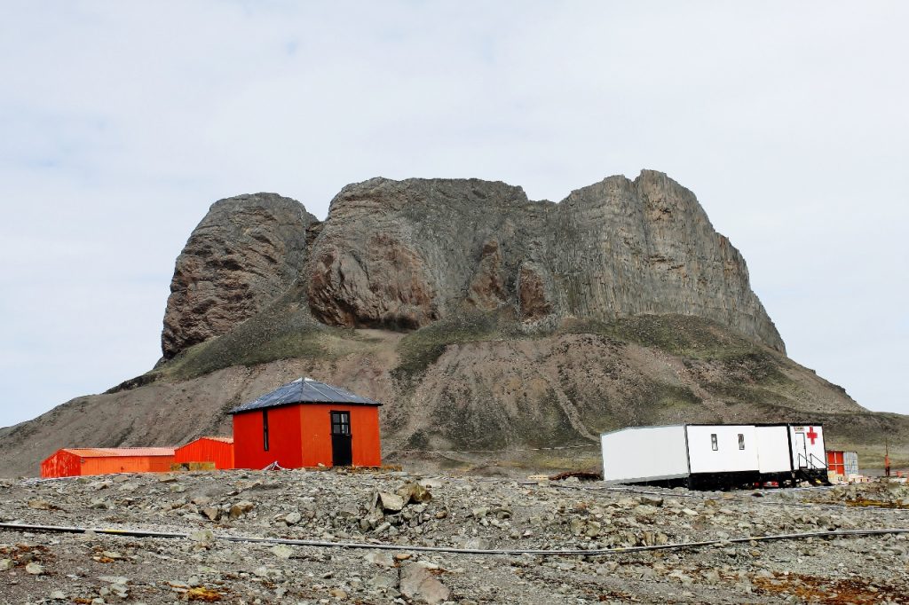 Tres Hermanos behind Carlini Station, King George Island.