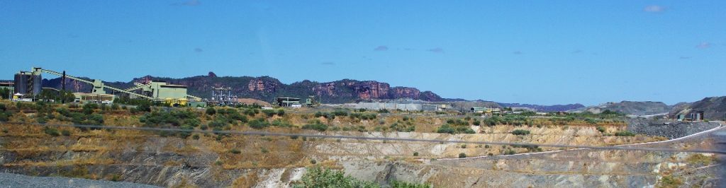 Processing facilities at Ranger, looking south across Pit 3 toward Mt Brockman