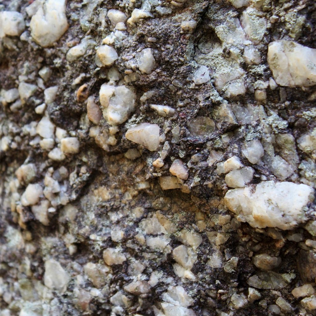 Close-up of conglomerate. The quartzite pebbles are not particularly well-rounded which indicates they either didn’t travel particularly far, or the energy of the river system must have been quite extreme.