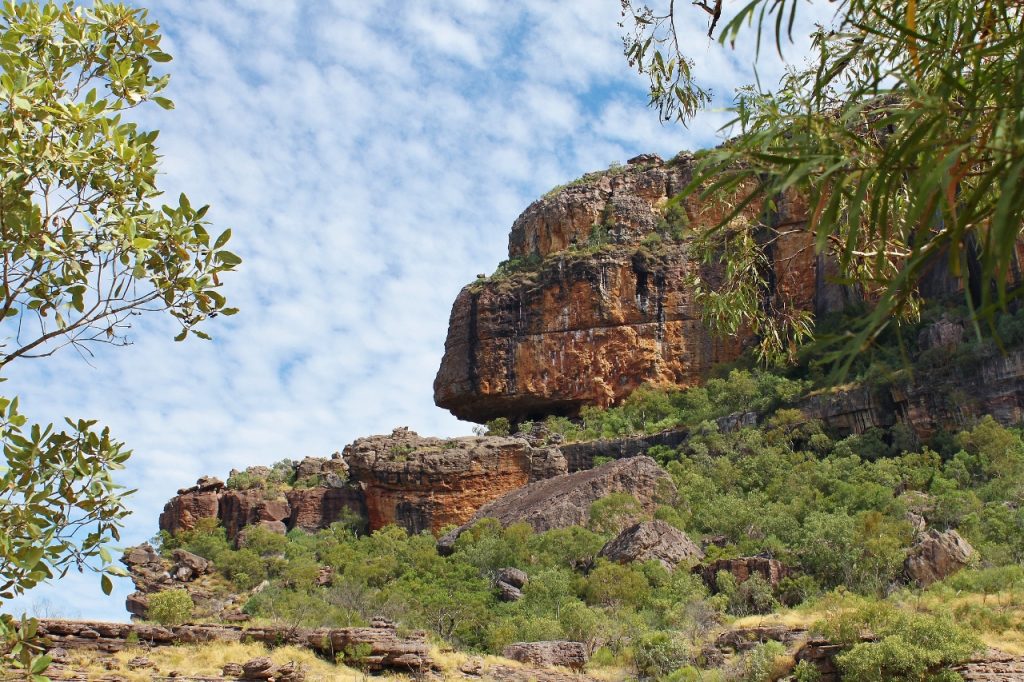 Sandstone cliffs of Nourlangie Rock. Photo taken from Kunwardehwarde Lookout but still standing on conglomerate.